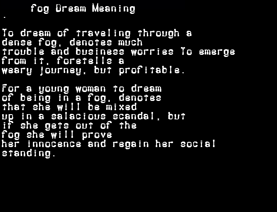 fog dream meaning