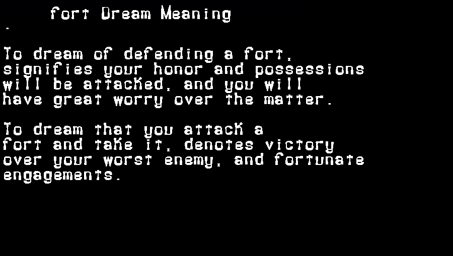 fort dream meaning