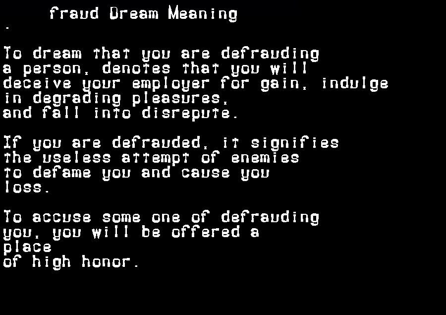 fraud dream meaning