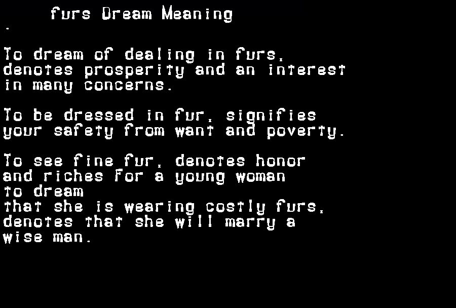 furs dream meaning