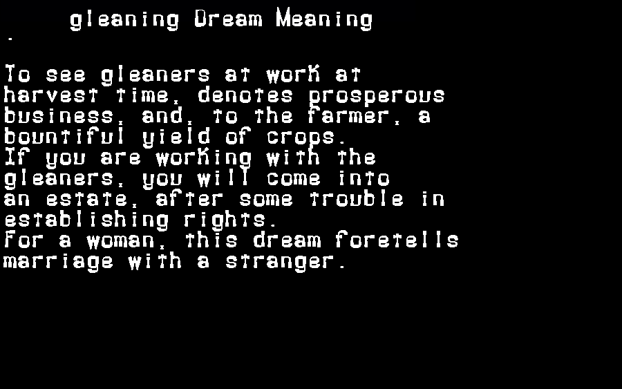 gleaning dream meaning