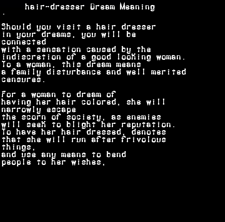 hair-dresser dream meaning