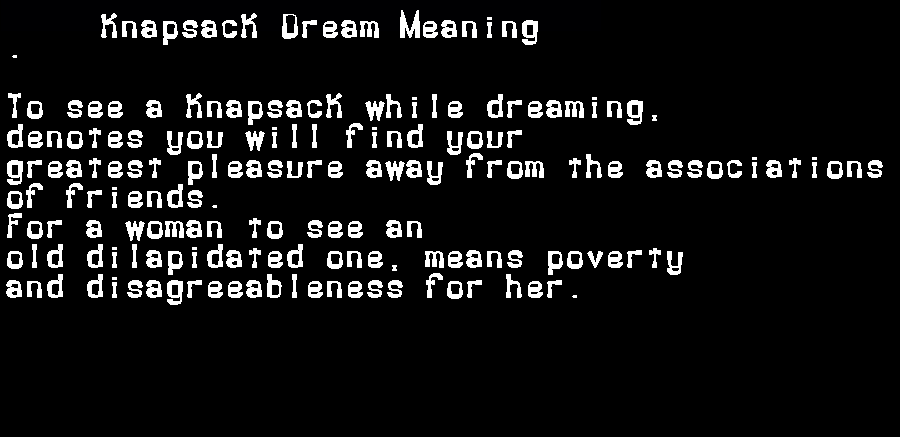 knapsack dream meaning
