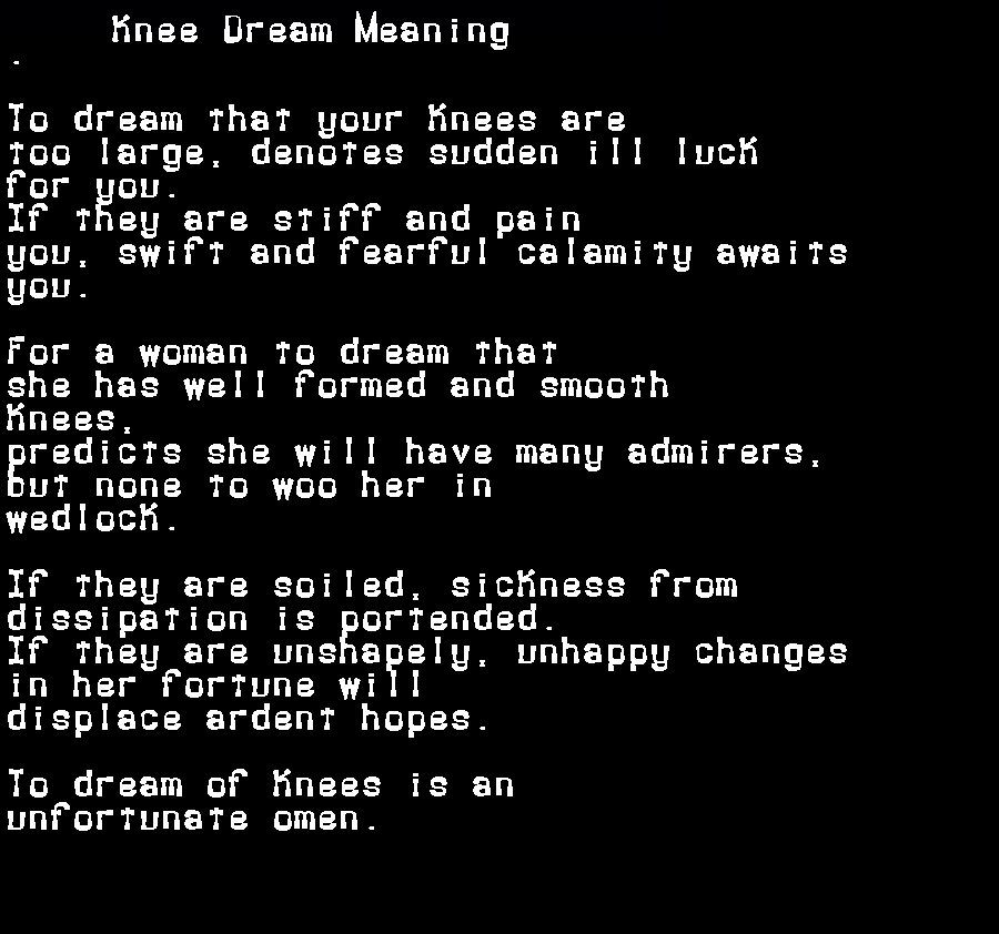 knee dream meaning