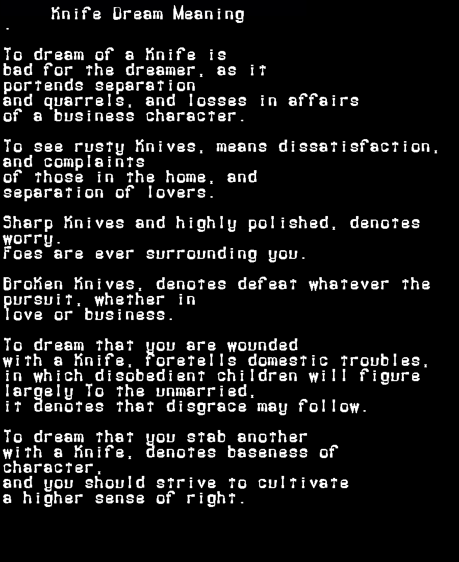 knife dream meaning