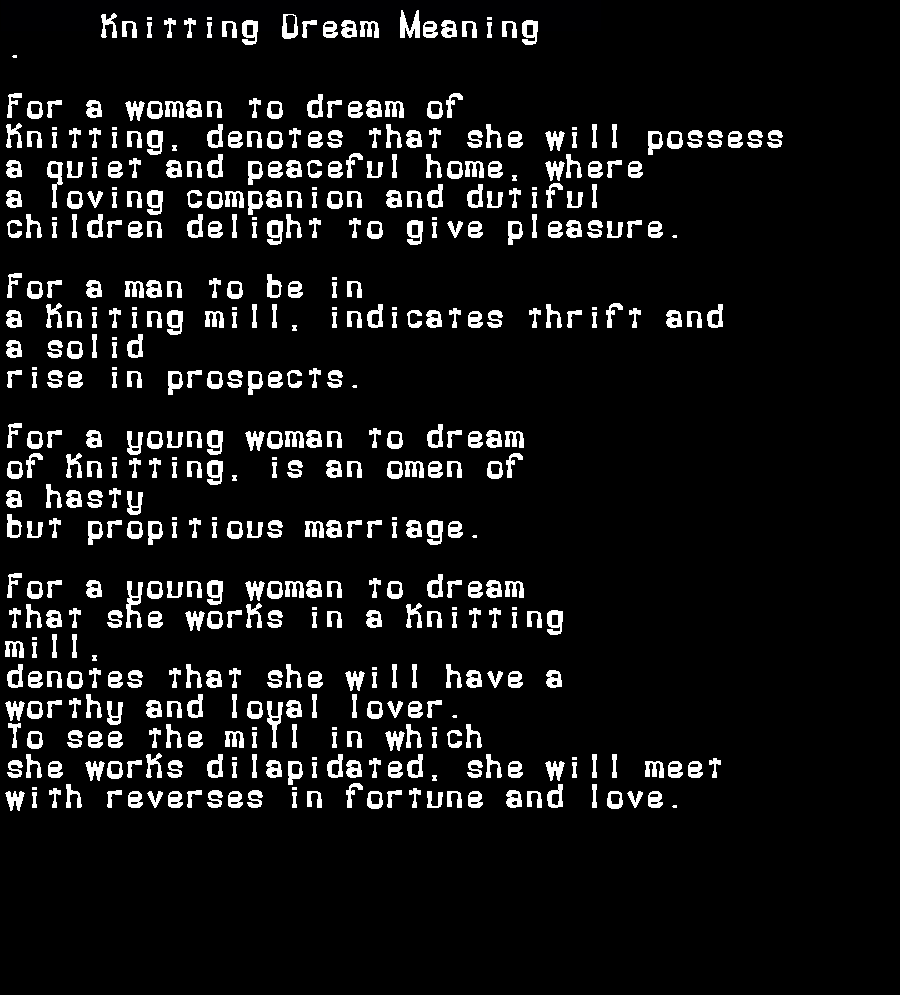knitting dream meaning