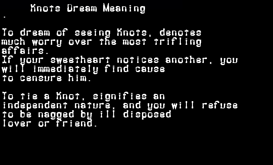 knots dream meaning