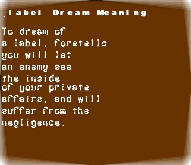 label dream meaning