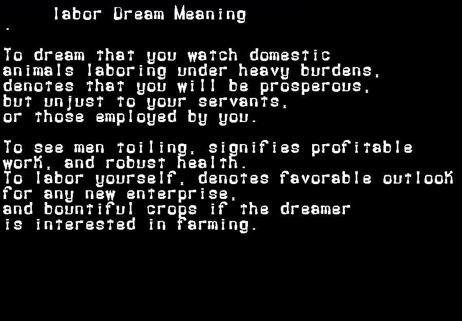 labor dream meaning