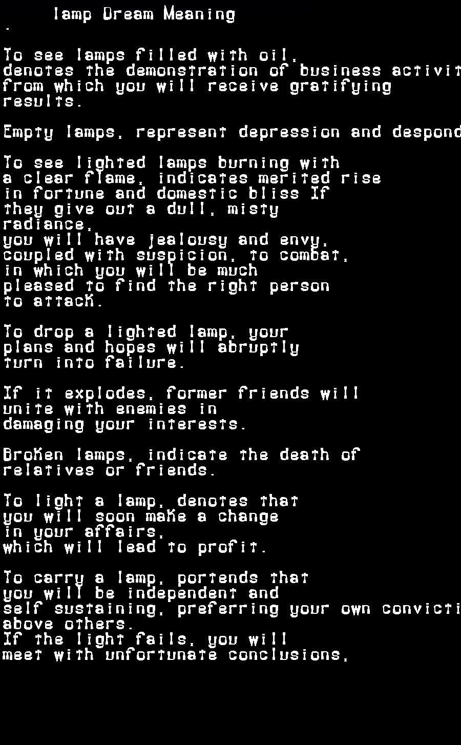 lamp dream meaning