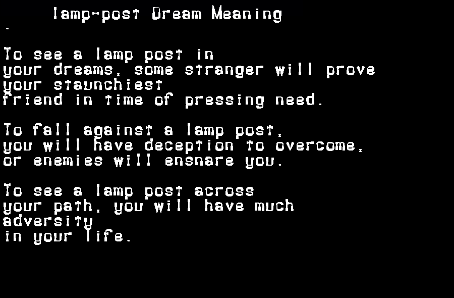 lamp-post dream meaning