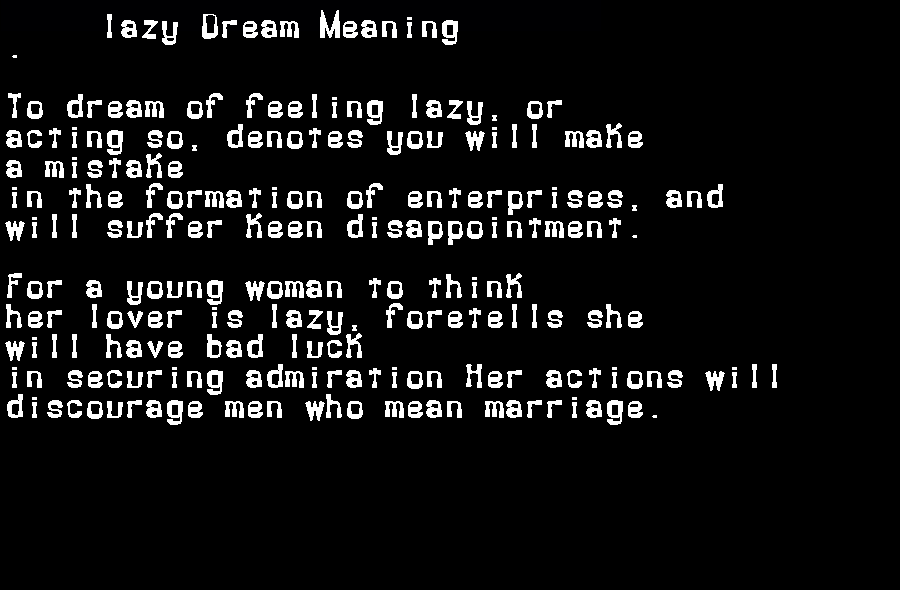 lazy dream meaning