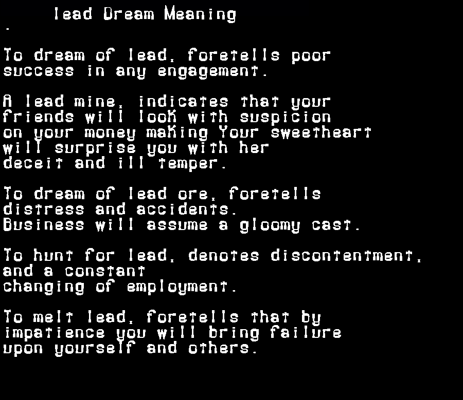 lead dream meaning