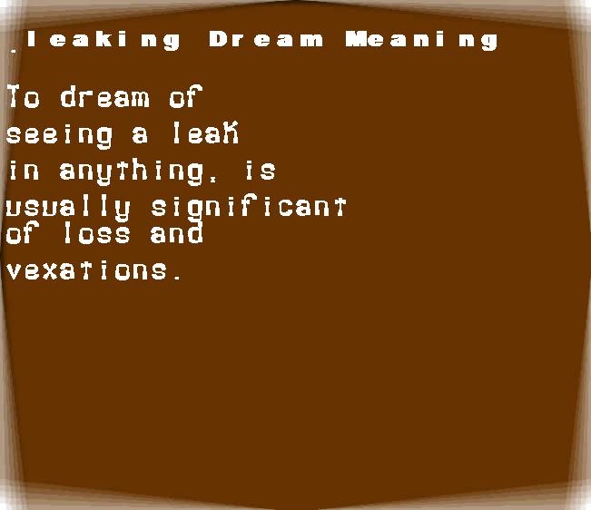 leaking dream meaning