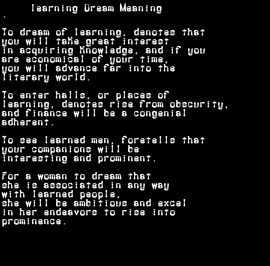 learning dream meaning