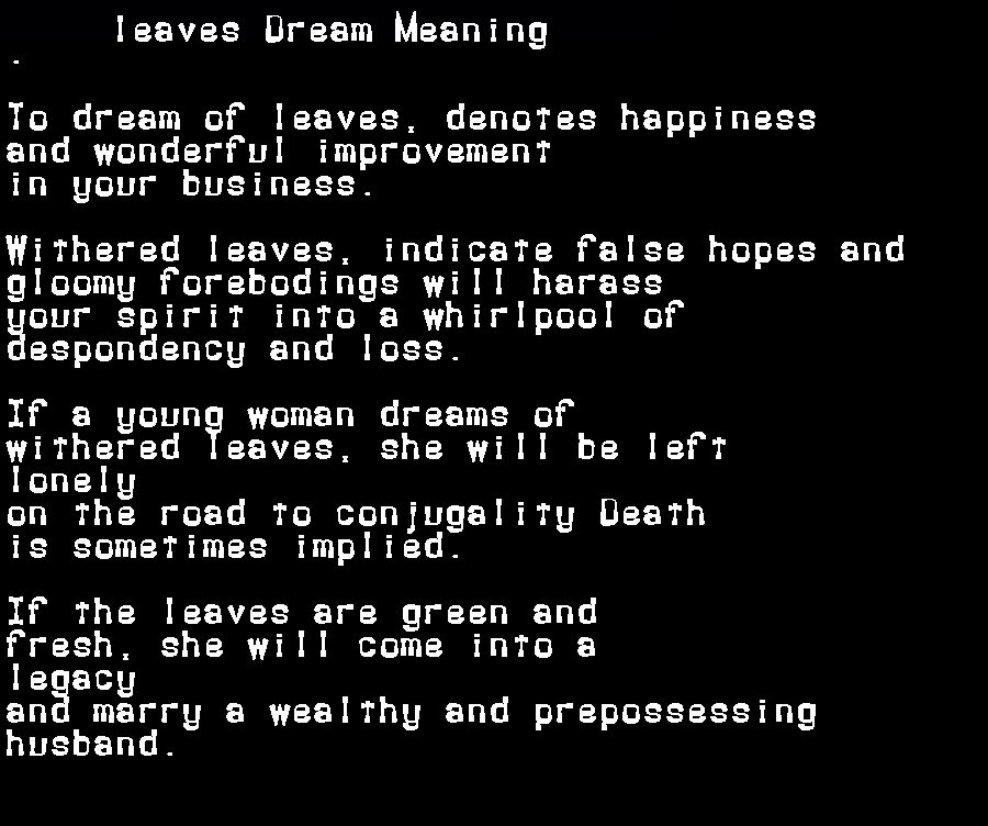 leaves dream meaning