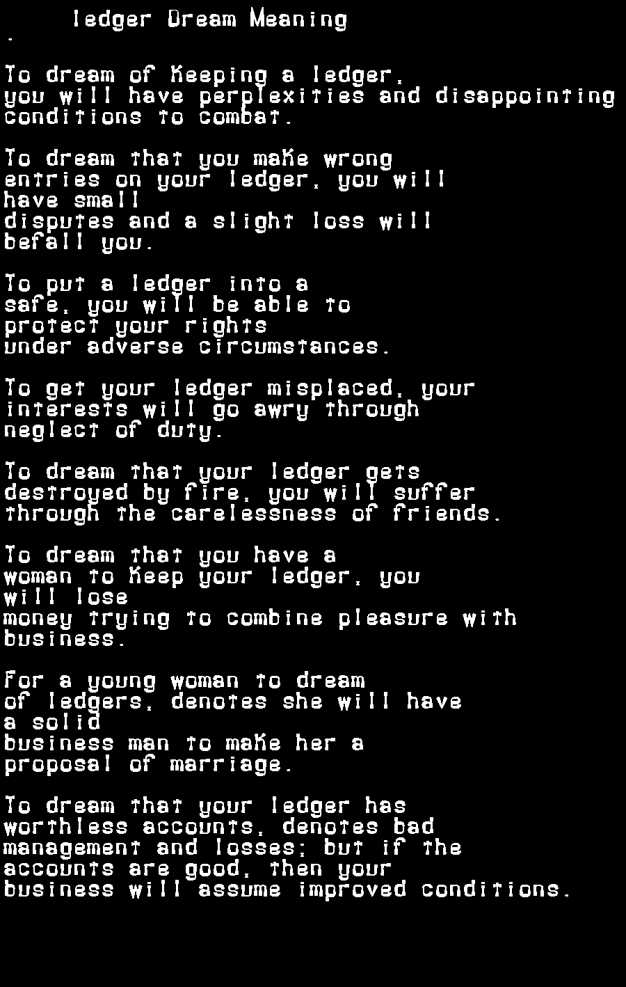 ledger dream meaning