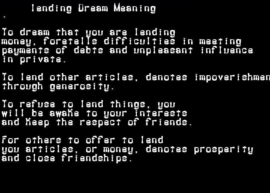 lending dream meaning