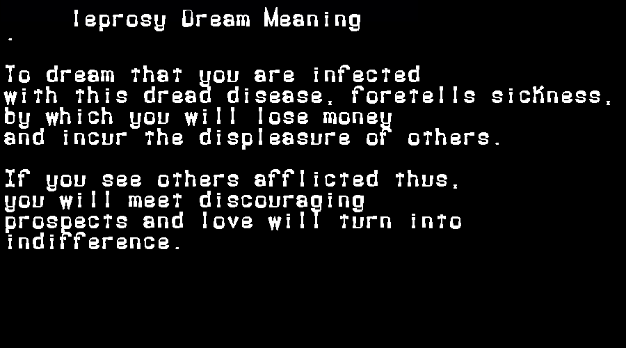 leprosy dream meaning