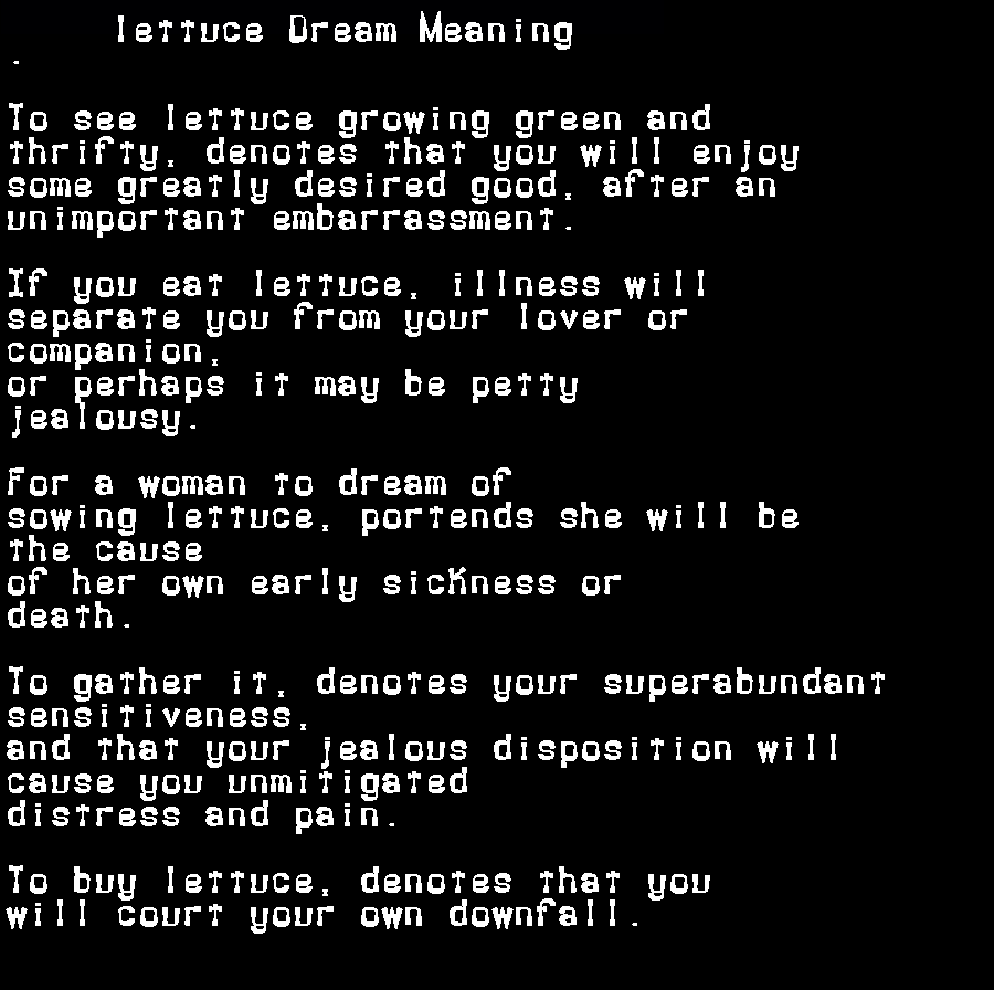 lettuce dream meaning