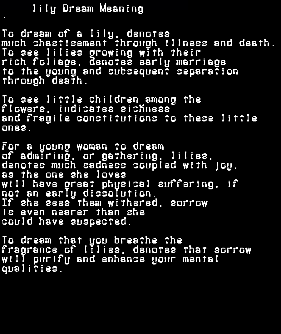 lily dream meaning