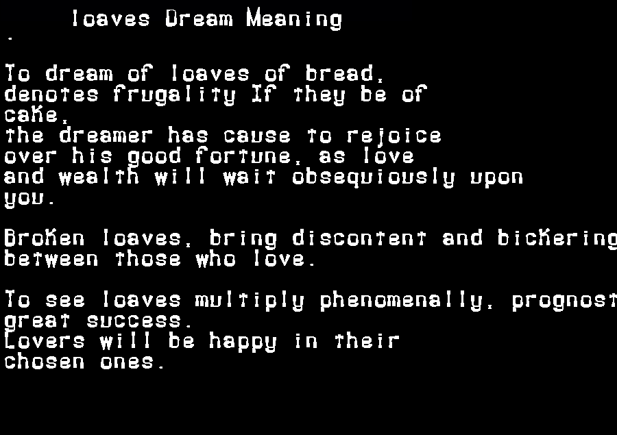 loaves dream meaning