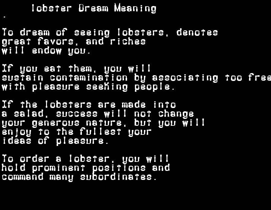 lobster dream meaning