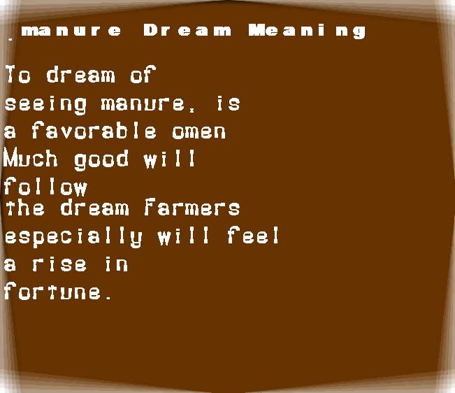 manure dream meaning