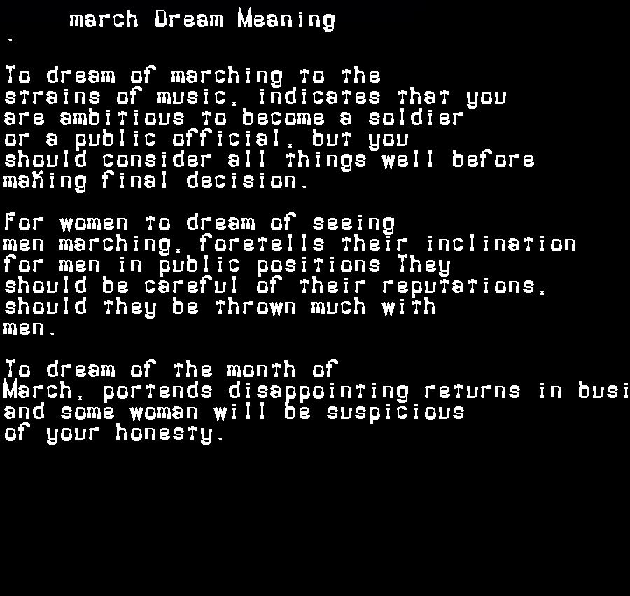 march dream meaning