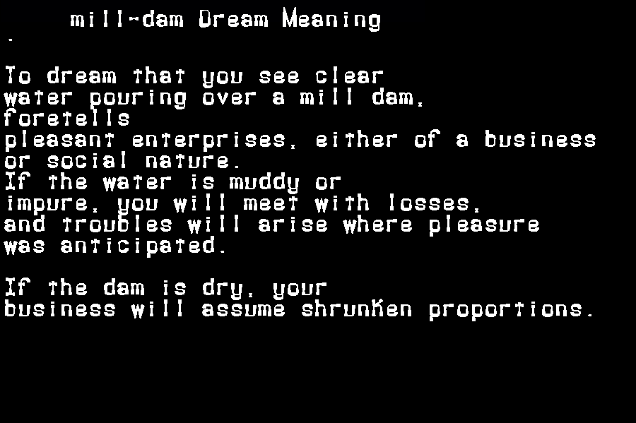 mill-dam dream meaning