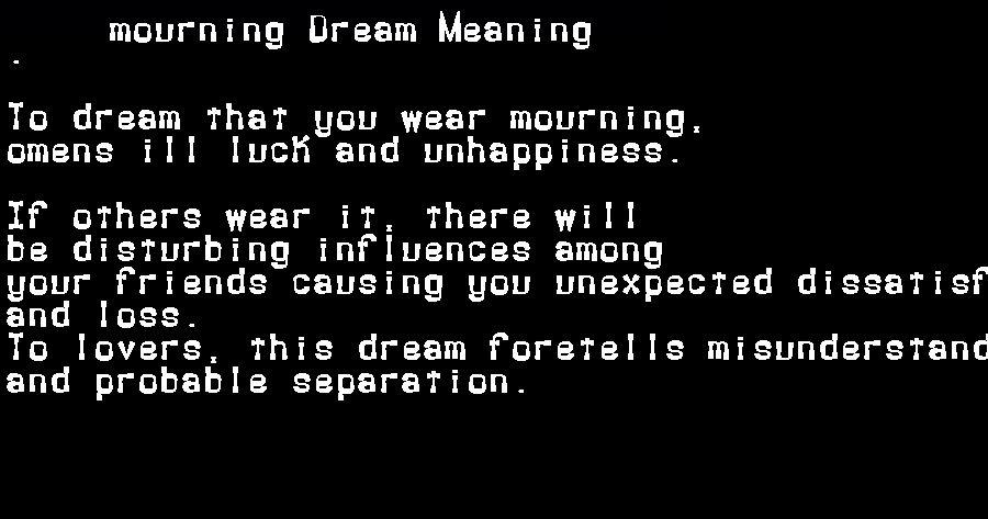 mourning dream meaning