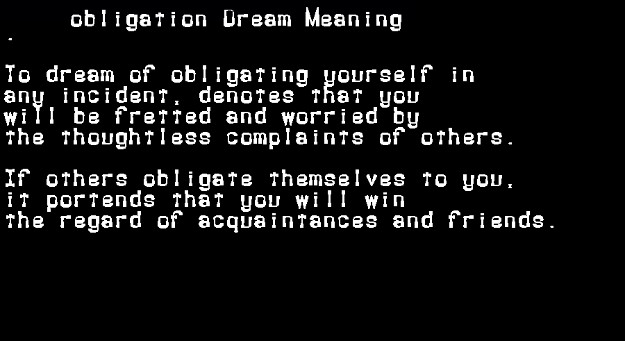obligation dream meaning