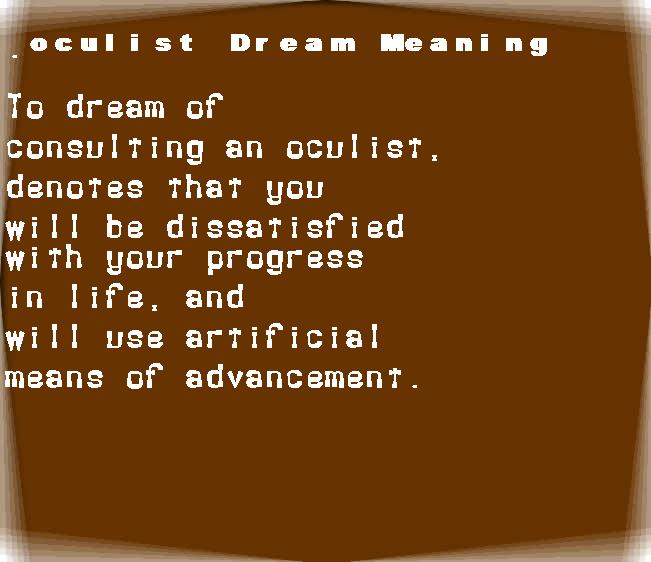 oculist dream meaning