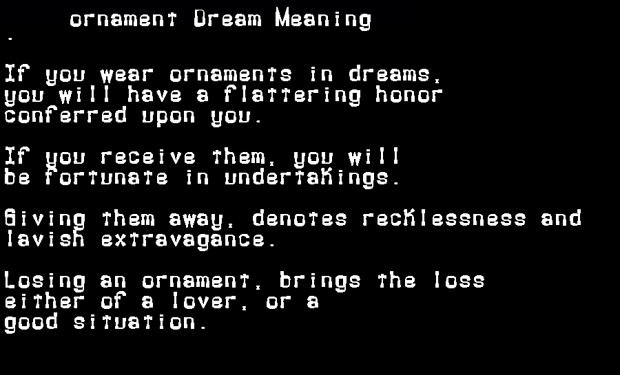 ornament dream meaning