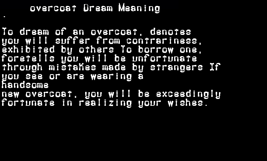 overcoat dream meaning