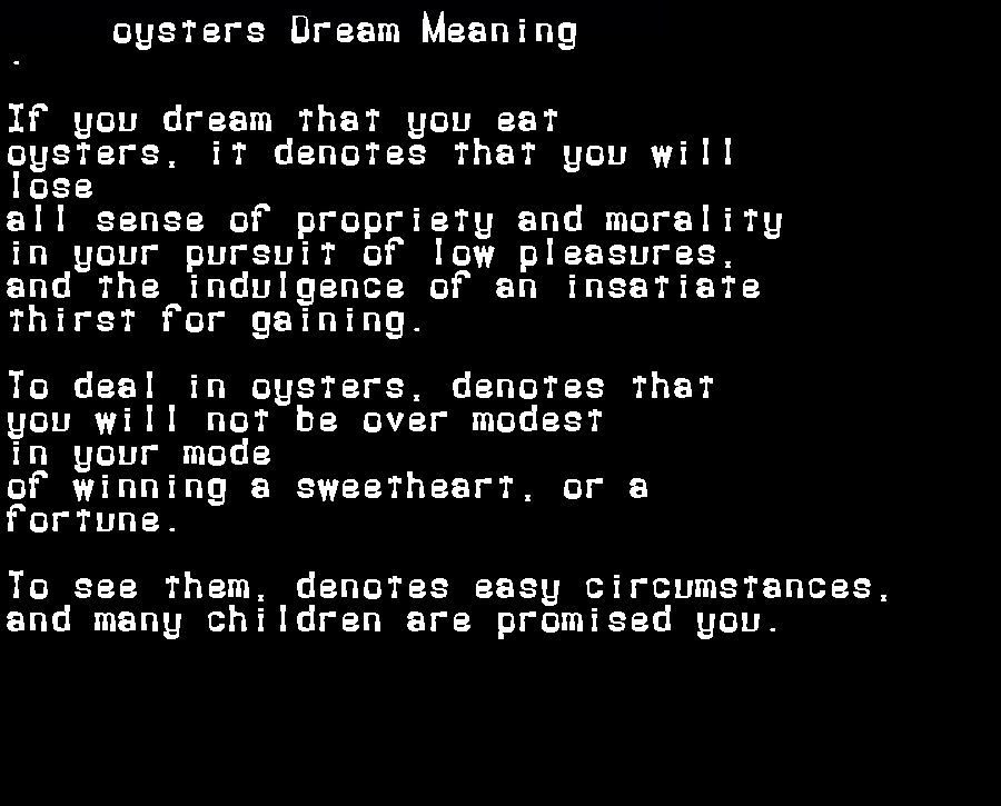 oysters dream meaning