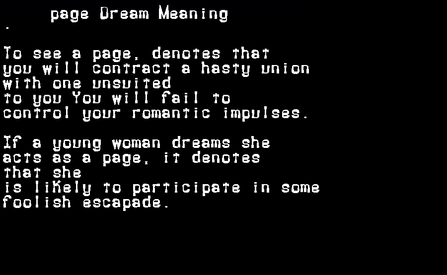 page dream meaning