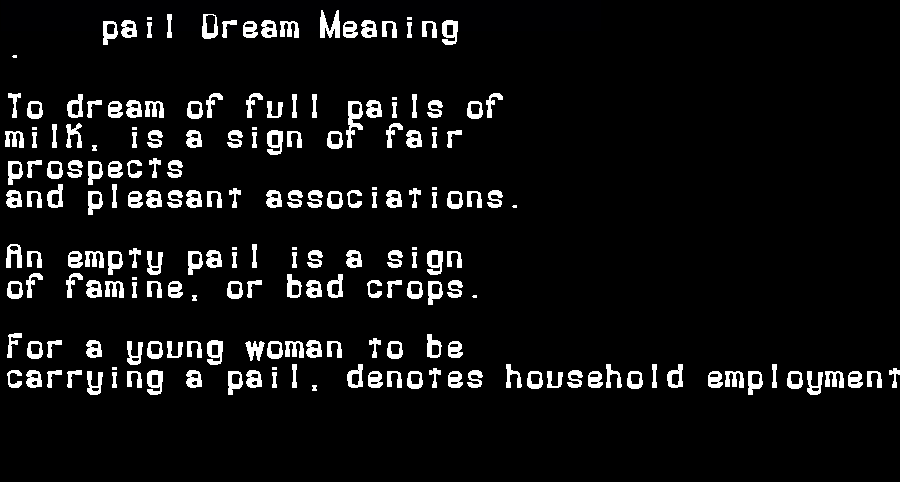 pail dream meaning