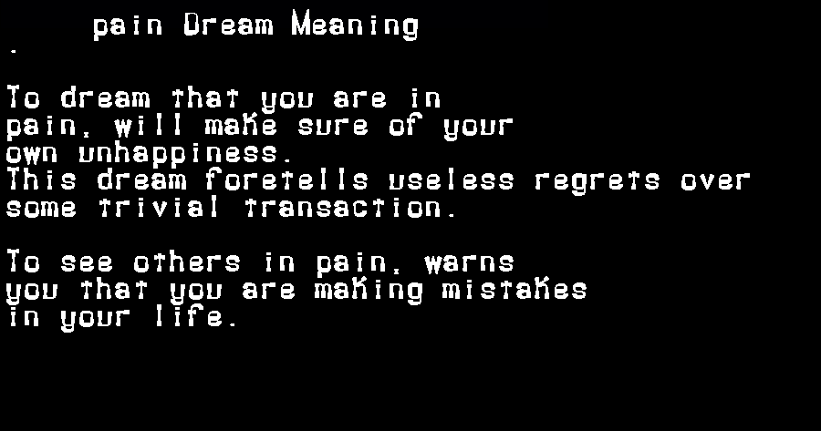 pain dream meaning