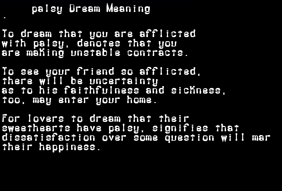 palsy dream meaning
