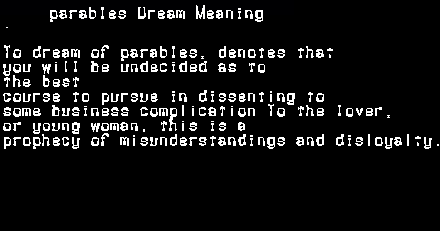 parables dream meaning