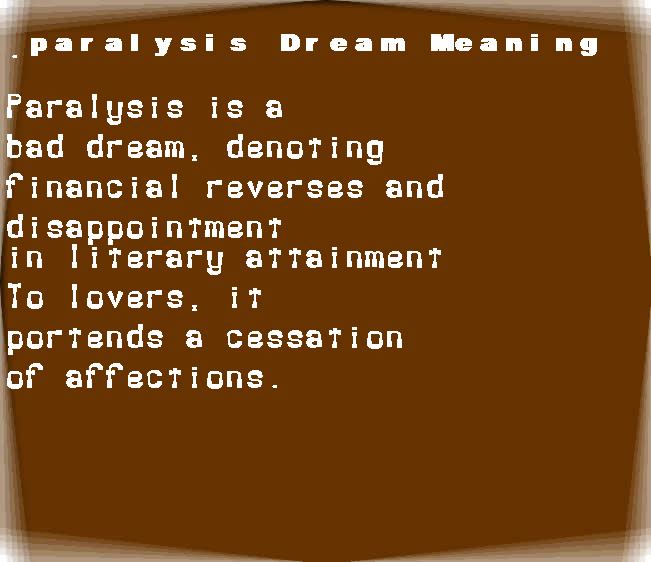 paralysis dream meaning