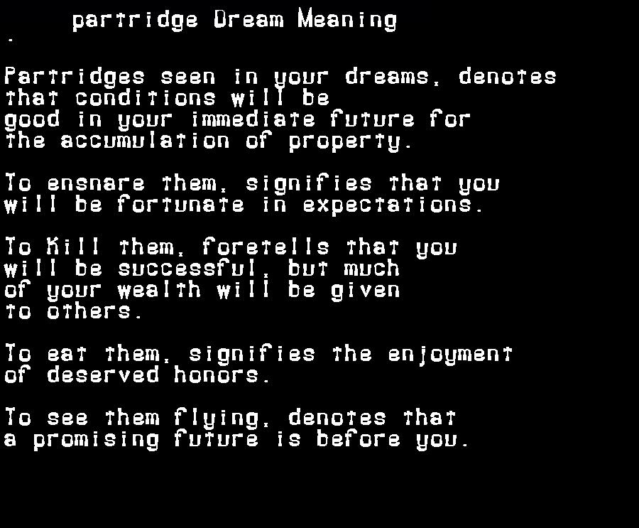partridge dream meaning