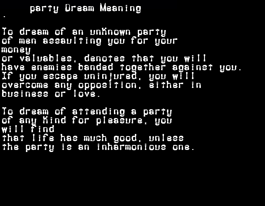 party dream meaning