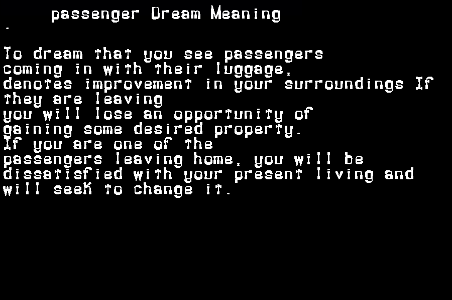 passenger dream meaning
