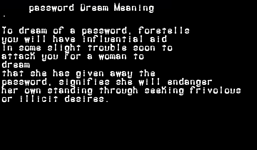 password dream meaning