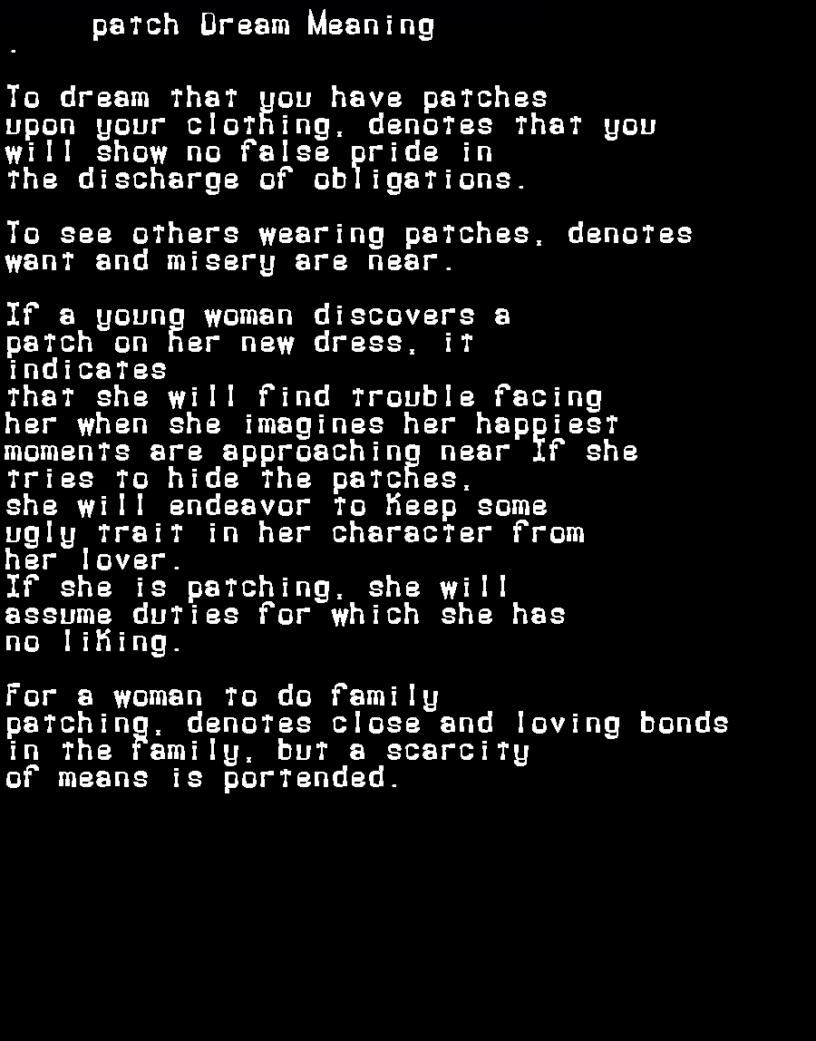 patch dream meaning