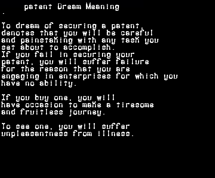 patent dream meaning