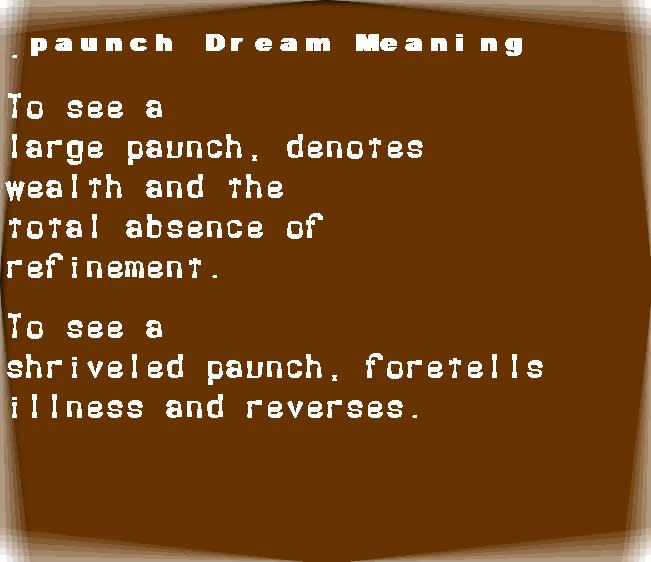 paunch dream meaning