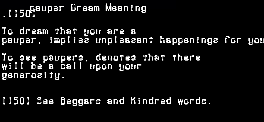 pauper dream meaning